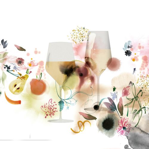 Botanical editorial spread with flowers, perfume imagery, and text, by Nadia Flower