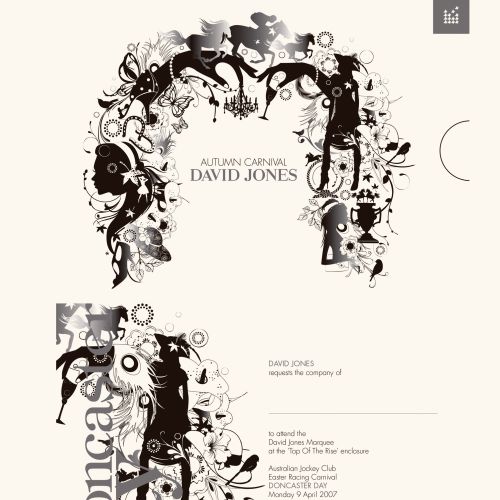 Nadia Flower artwork for Autumn Carnival featuring ornate black-and-white floral forms