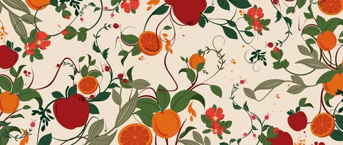 植物の果実と葉の模様（作者：Nadia Flower）