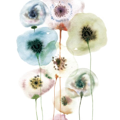 Delicate translucent watercolor flowers with soft pastel tones by Nadia Flower