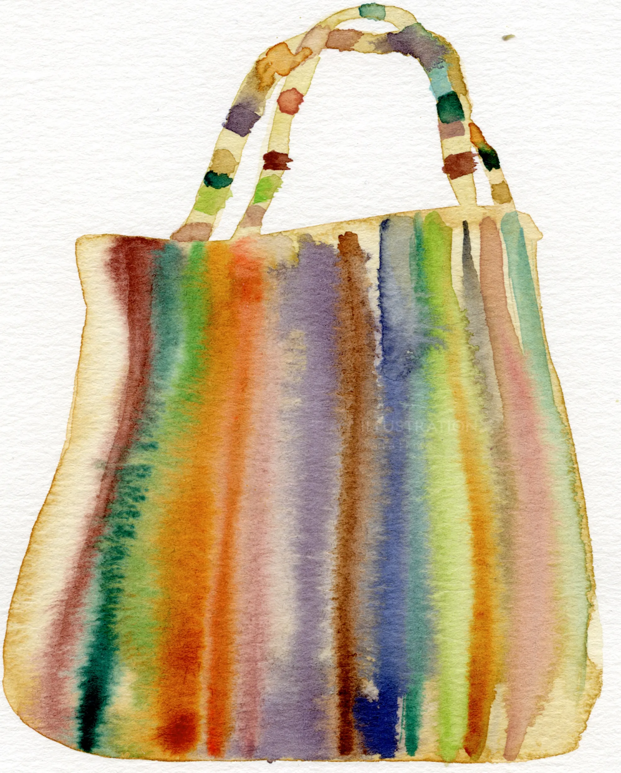 Colorful striped watercolor handbag by Nadia Flower