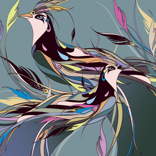 Arte de cores misturadas de pássaros