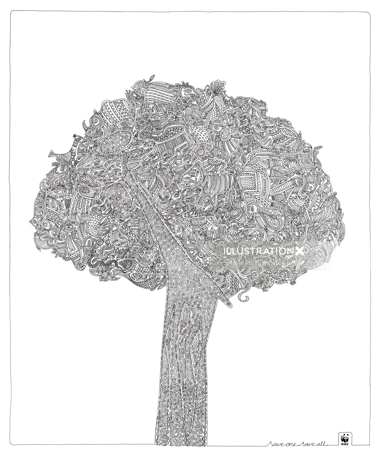 Pencil drawing of tree 