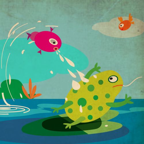 Frog cartoon illustration for Vodafone