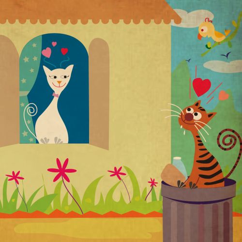 Graphic illustration of cat for vodafone