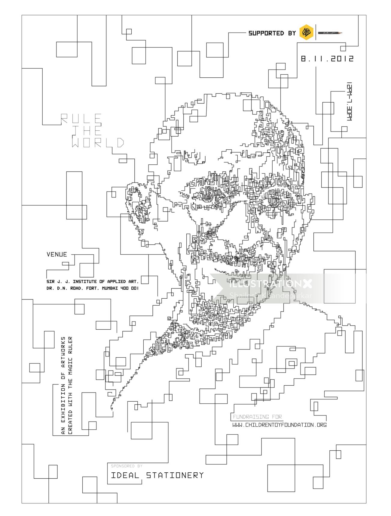 Face line drawing of m.k.Gandhi
