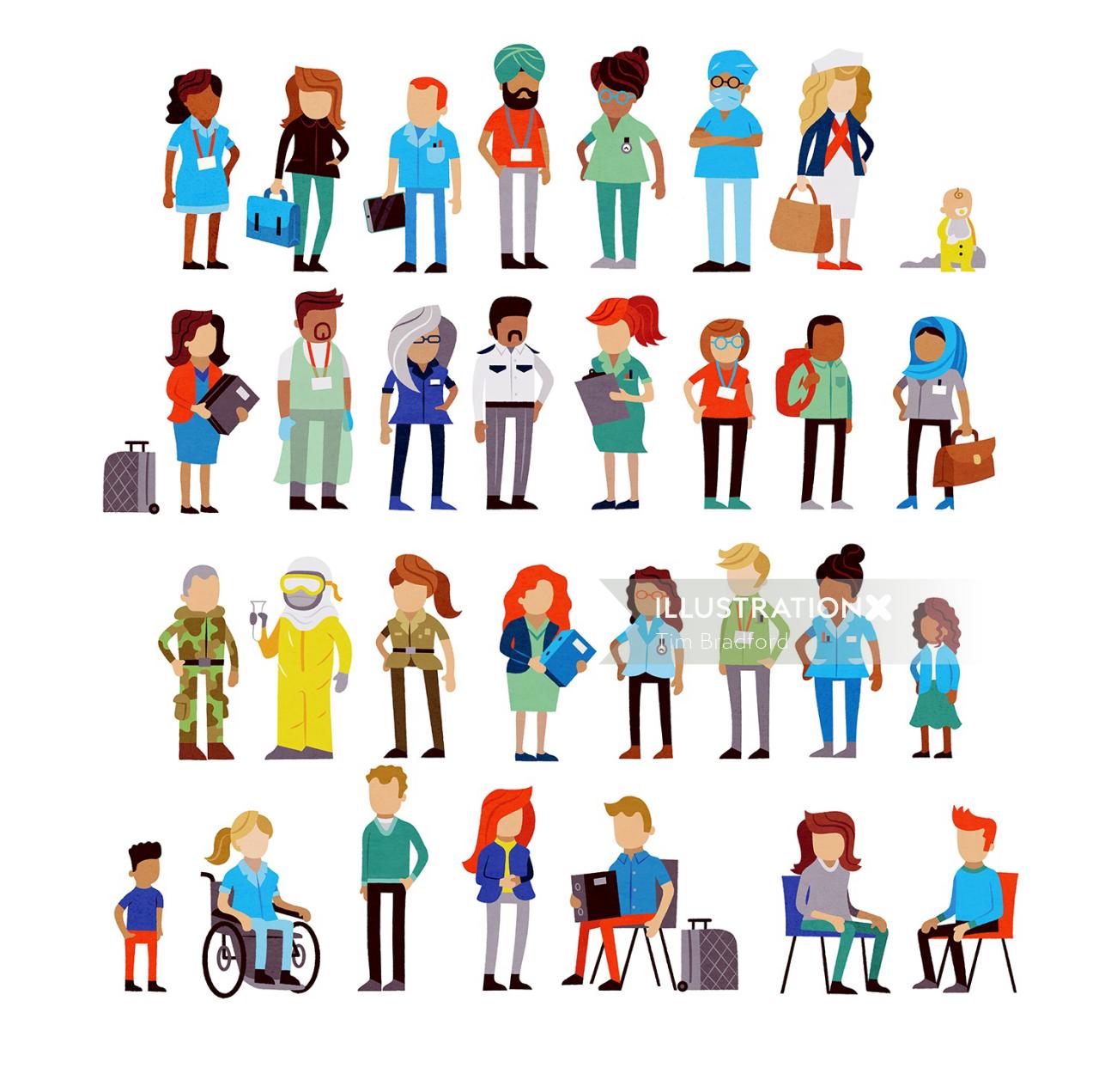Different types of people illustration