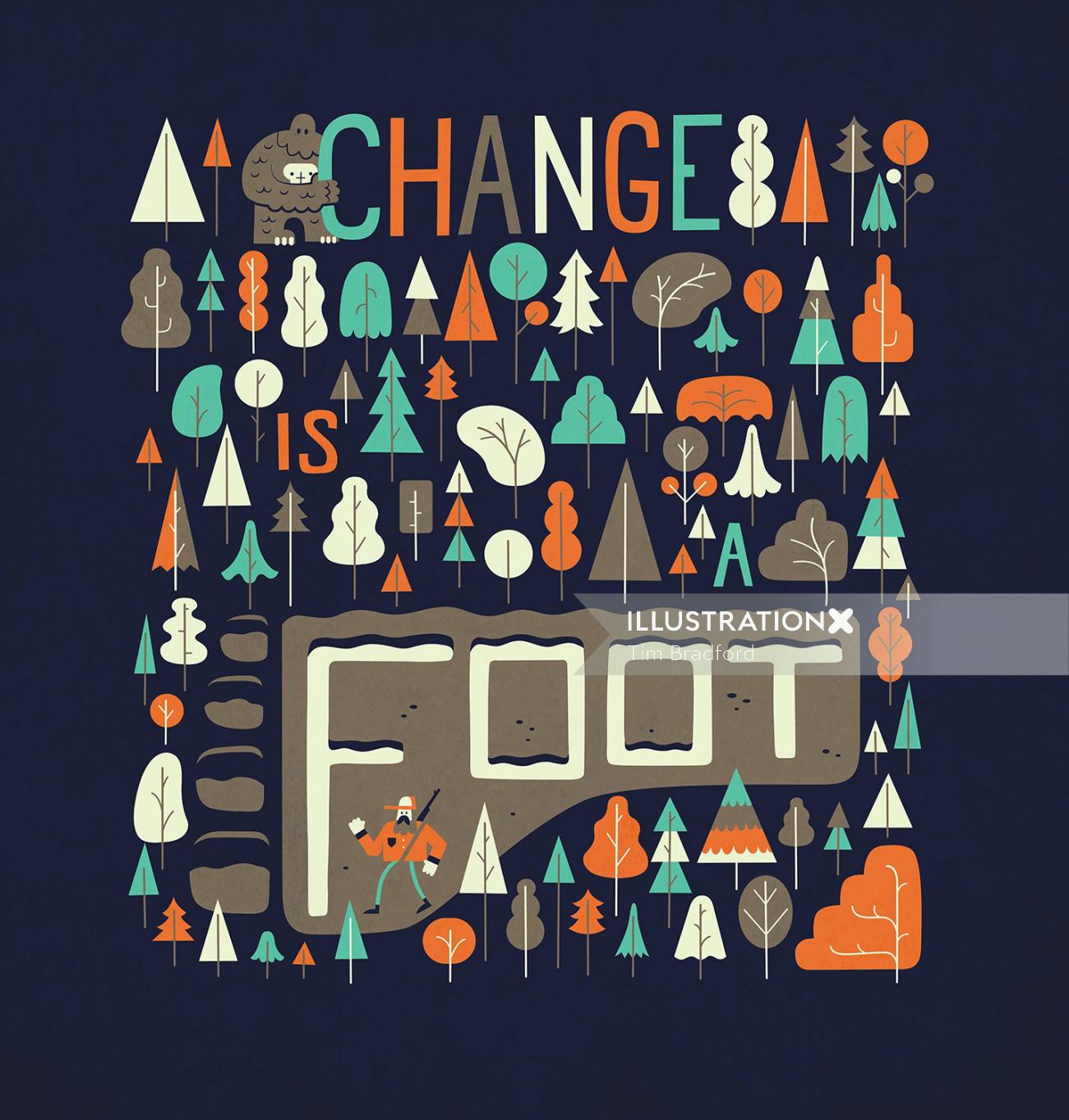 Change is foot lettering illustration by Tim Bradford