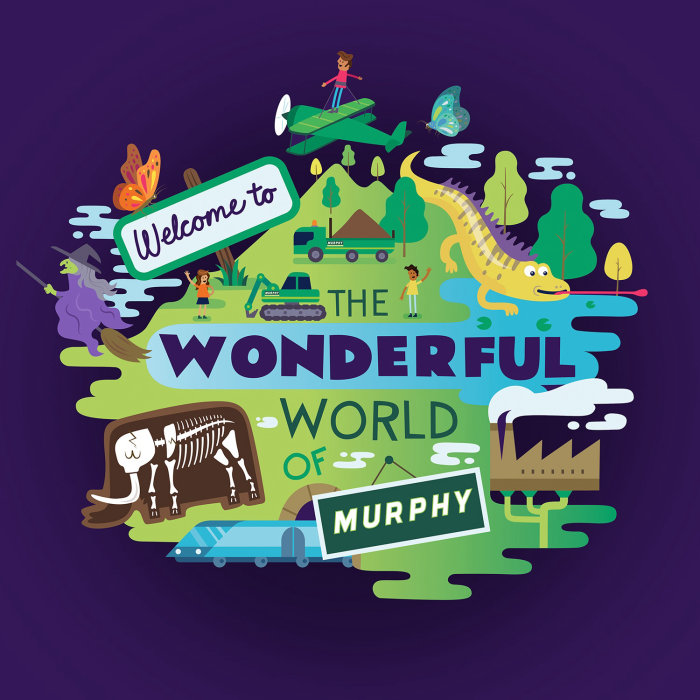 Wonderful world of Murphy map illustration