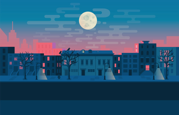 Digital illustration of night city
