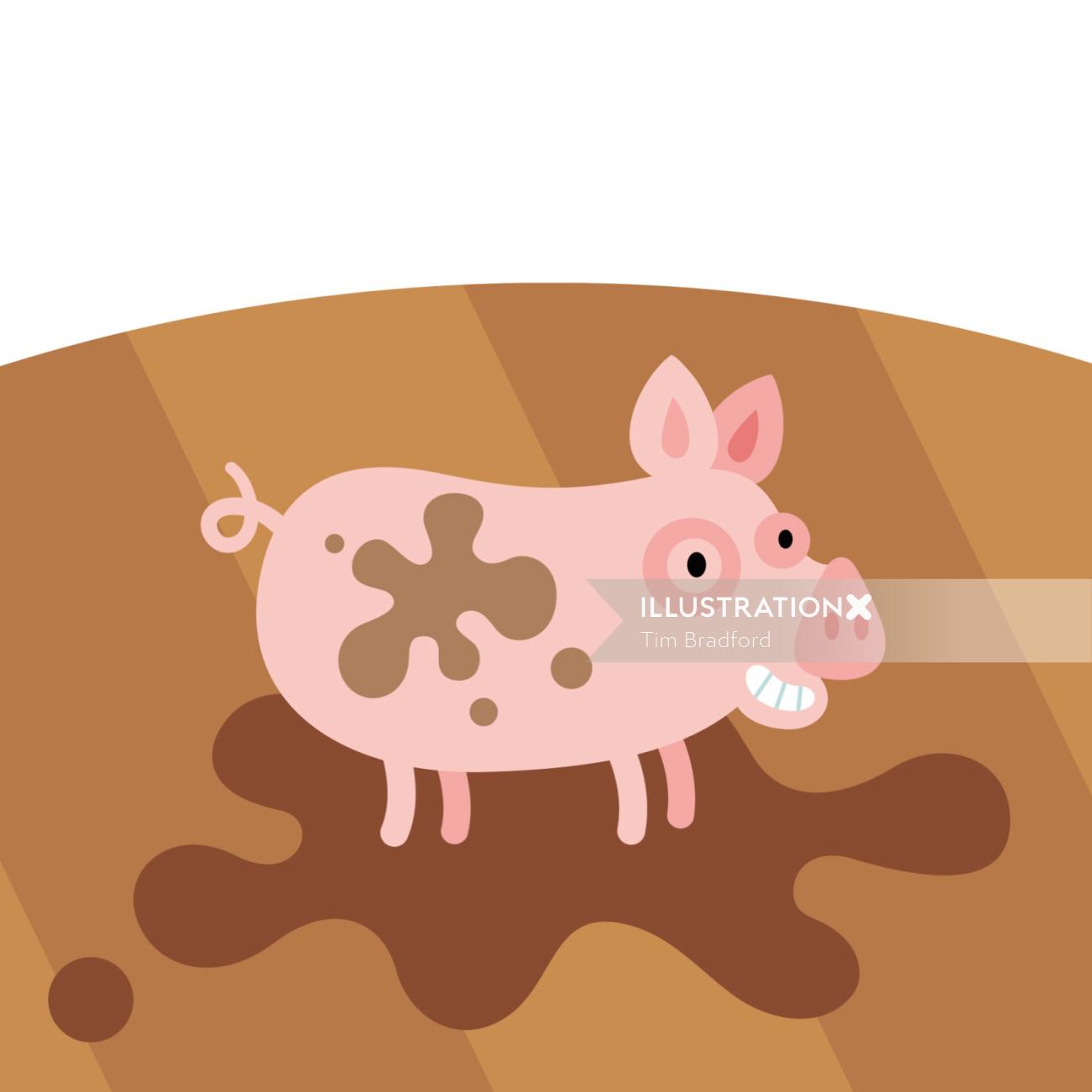 gif animation of pig in mud