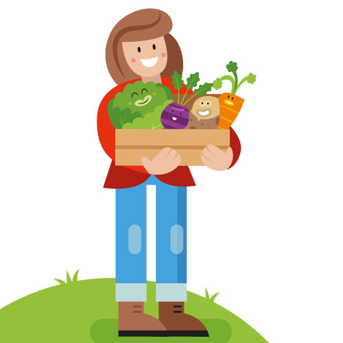 A farmer with vegetables gif animation
