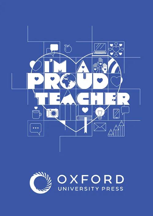 Educational graphic saying “I’m a Proud Teacher” with icons