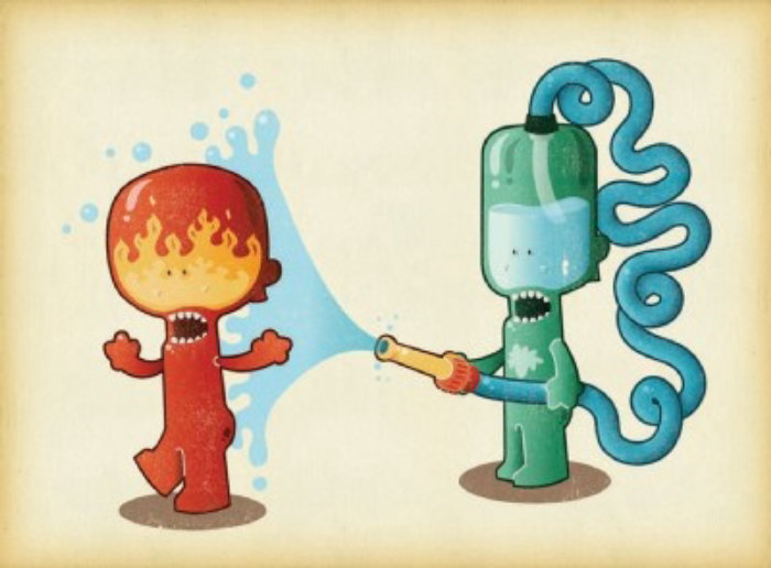 illustration of water robo comic character