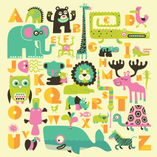 Infográficos do alfabeto animal
