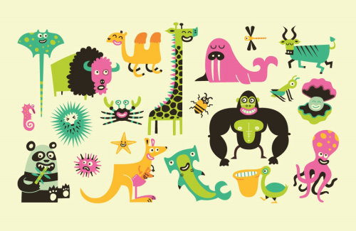 Illustration of different wild animals
