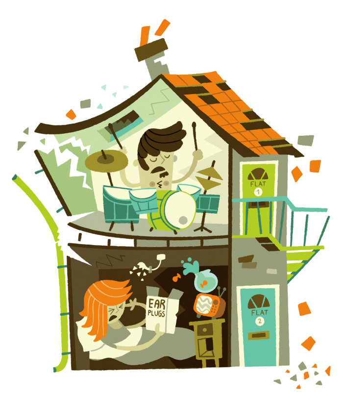 illustration de la musique bruyante des voisins