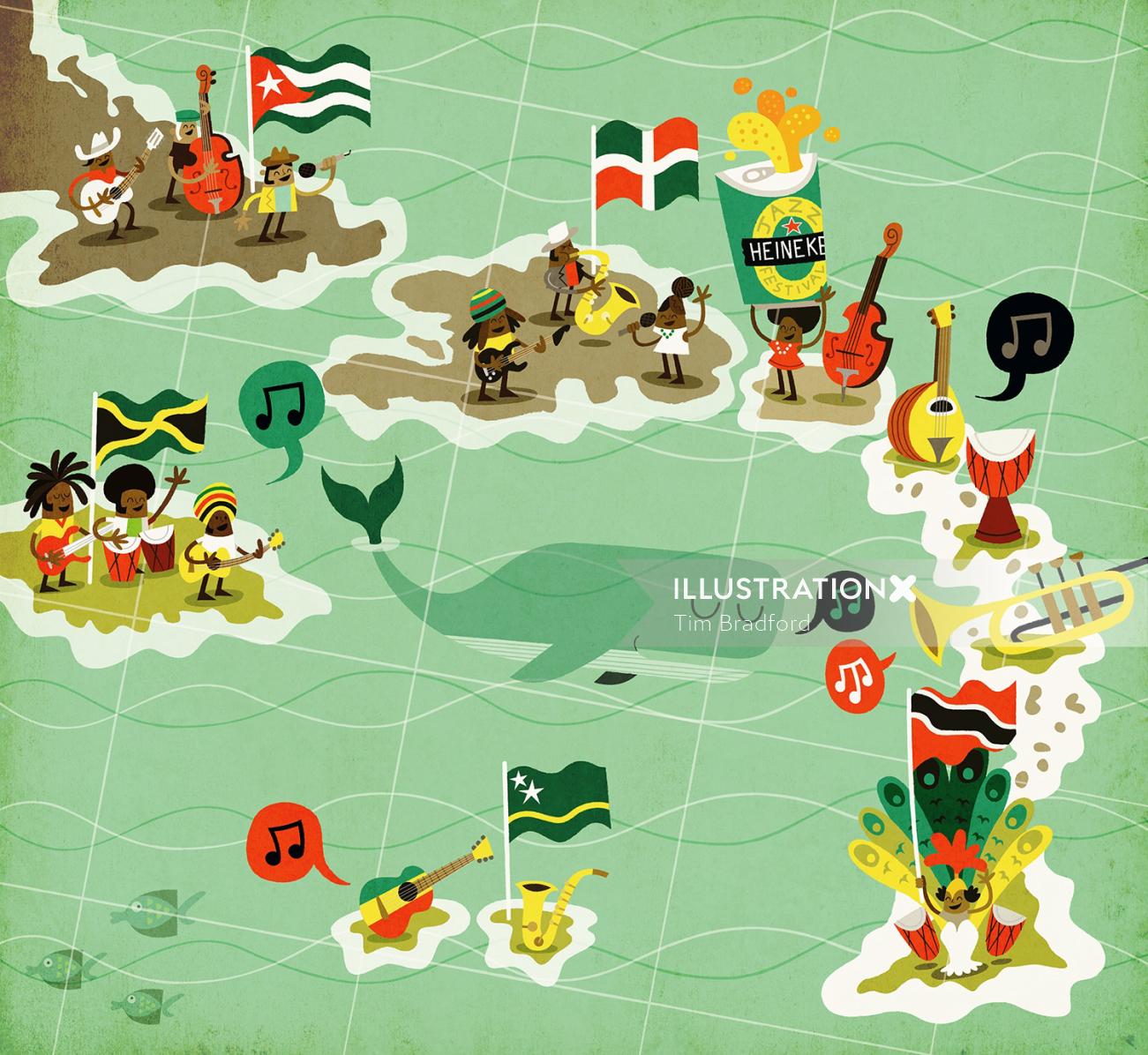 島の地図イラスト