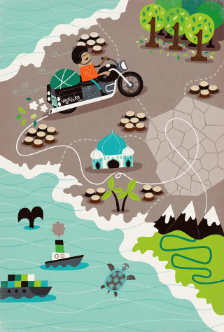 Ilustración del mapa de la bicicleta Vegi
