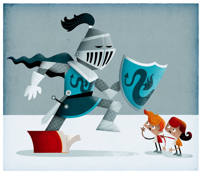 Cartoon & Humor knight and kids
