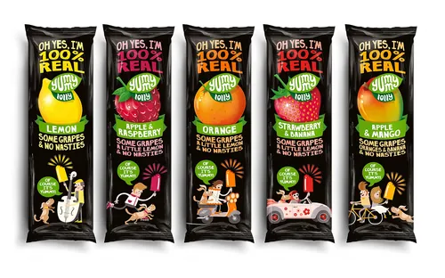 Playful fruit snack packaging design with cartoon design