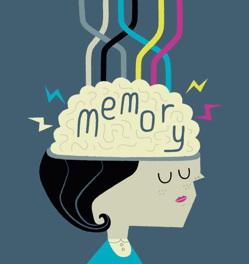 Editorial illustration of woman memory