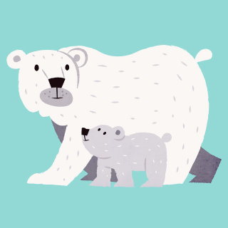Ilustração de animais de urso e filhote