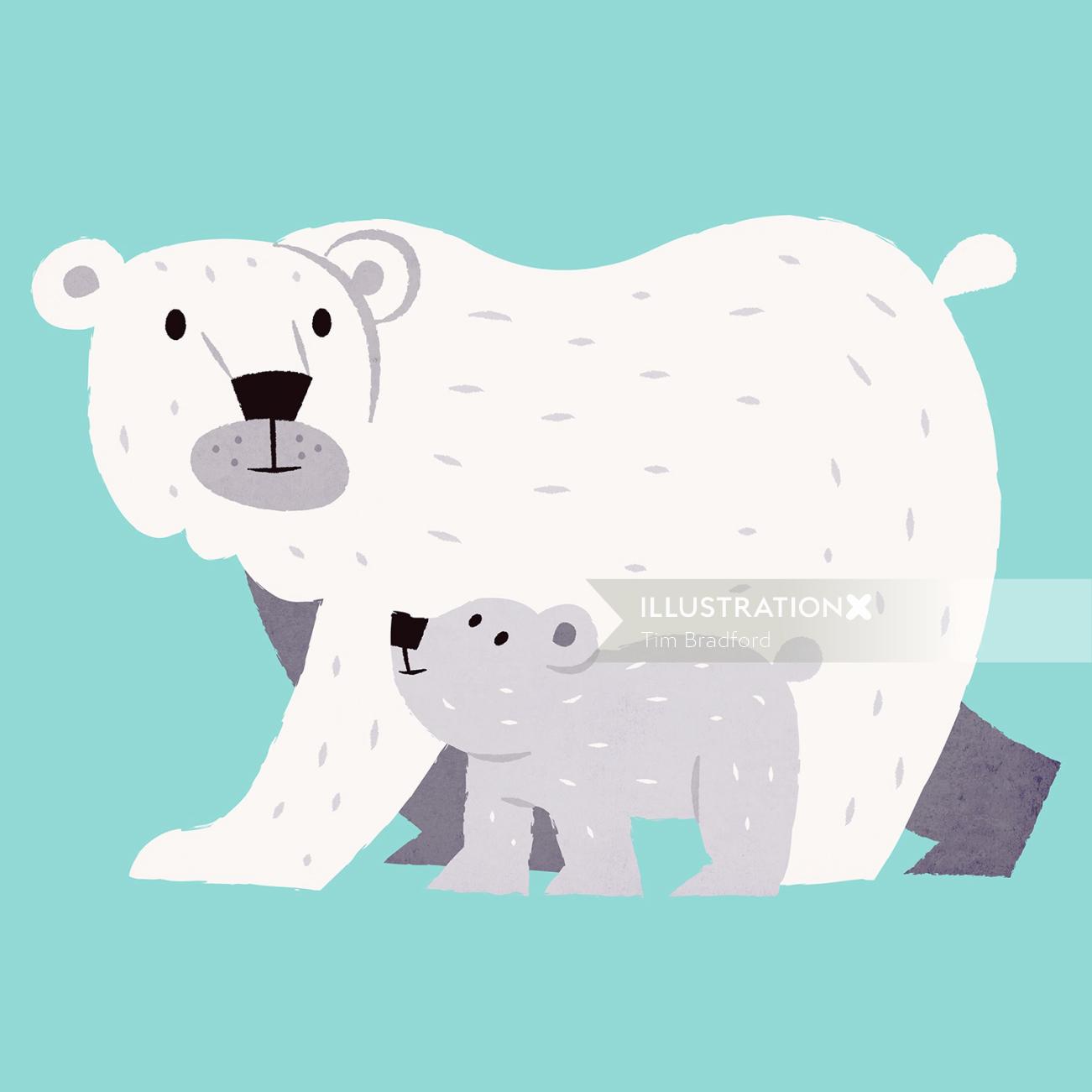 Animals illustration of Bear and Cub