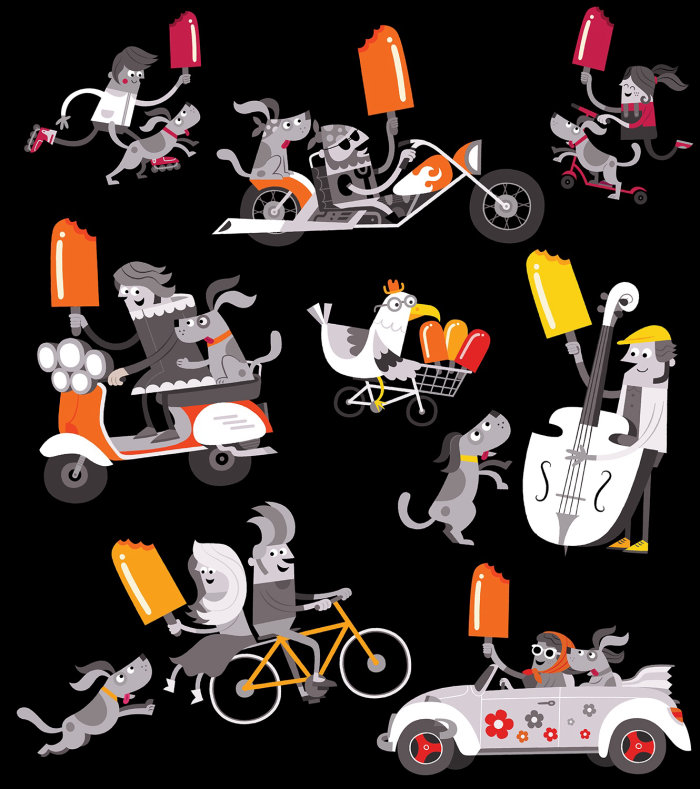 Vector illustration of people on bike
