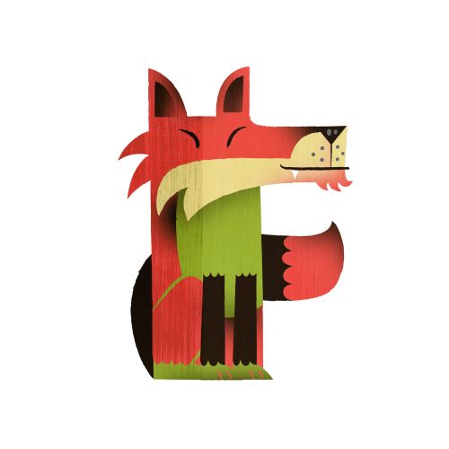 Graphic illustration of wild animal Red Fox
