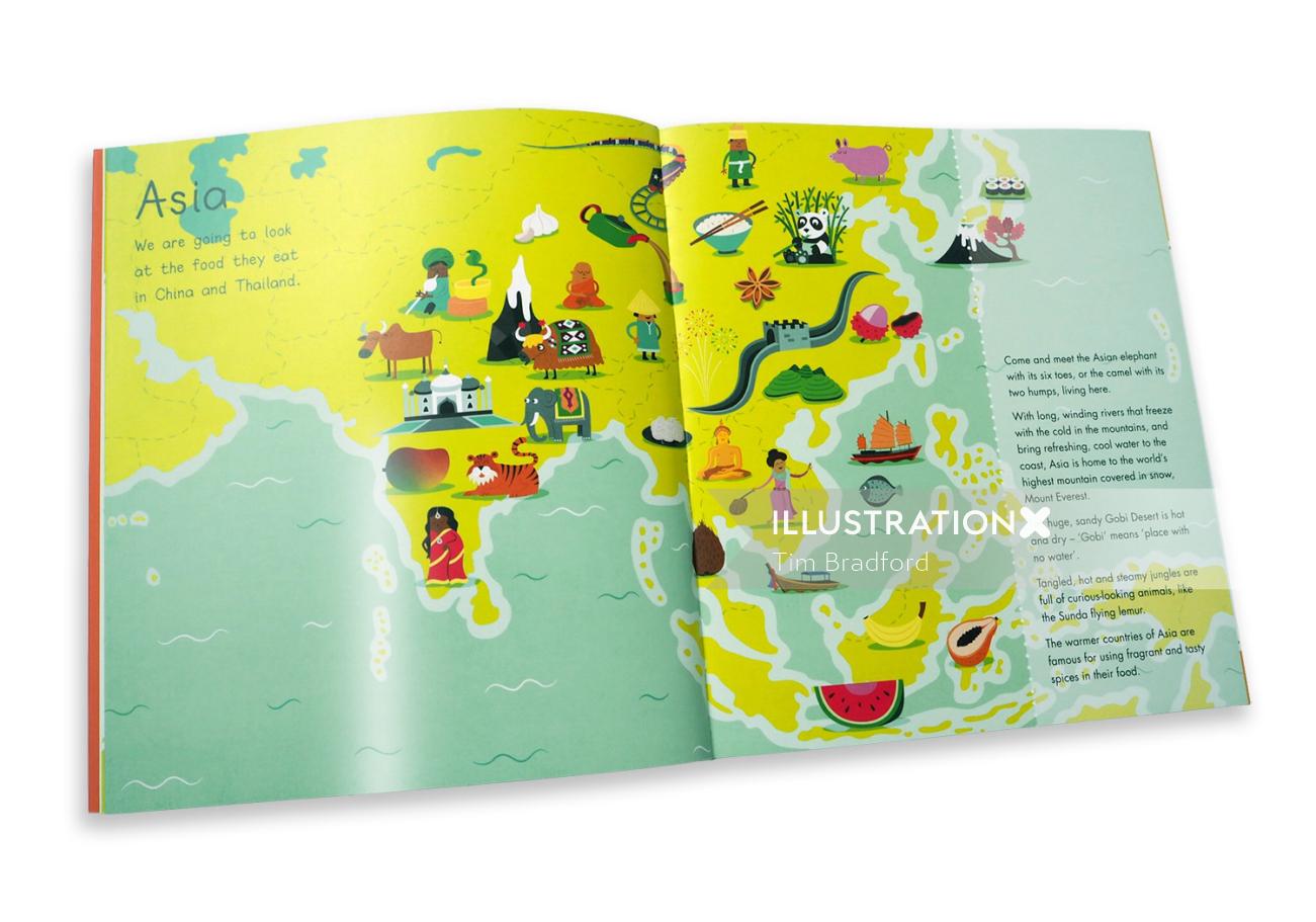 Editorial illustration of map in book
