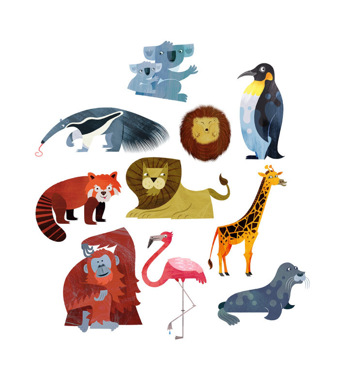 Illustration of cartoon animals