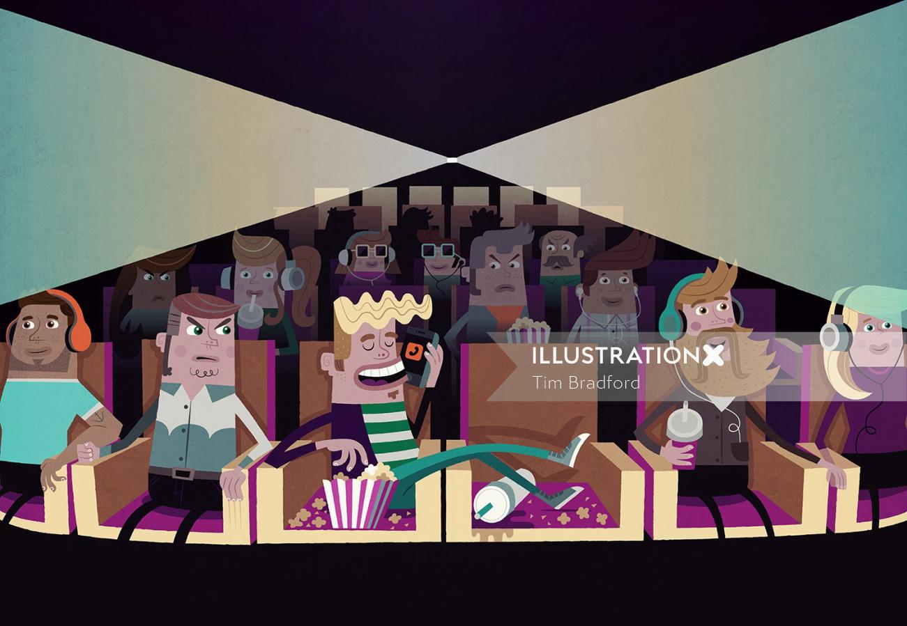 Characters in a cinema hall