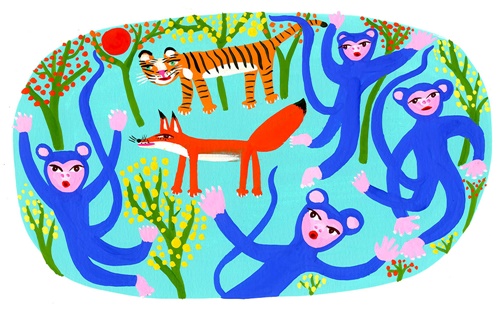Animais na ilustração da floresta