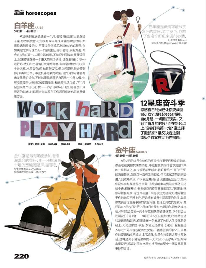 Editorial horoscopes illustration for Vogue China Magazine