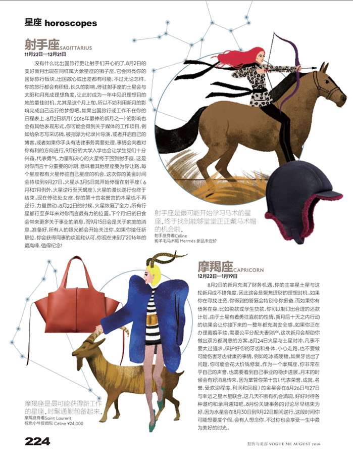 Editorial illustration on Horoscopes