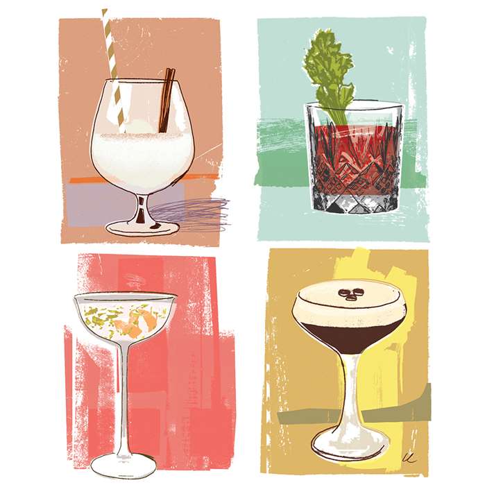 Cocktail illustrations by Kavel Rafferty