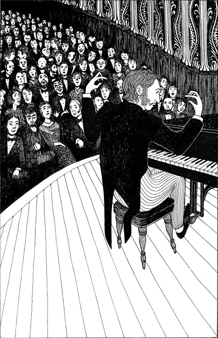 Man playing piano on stage