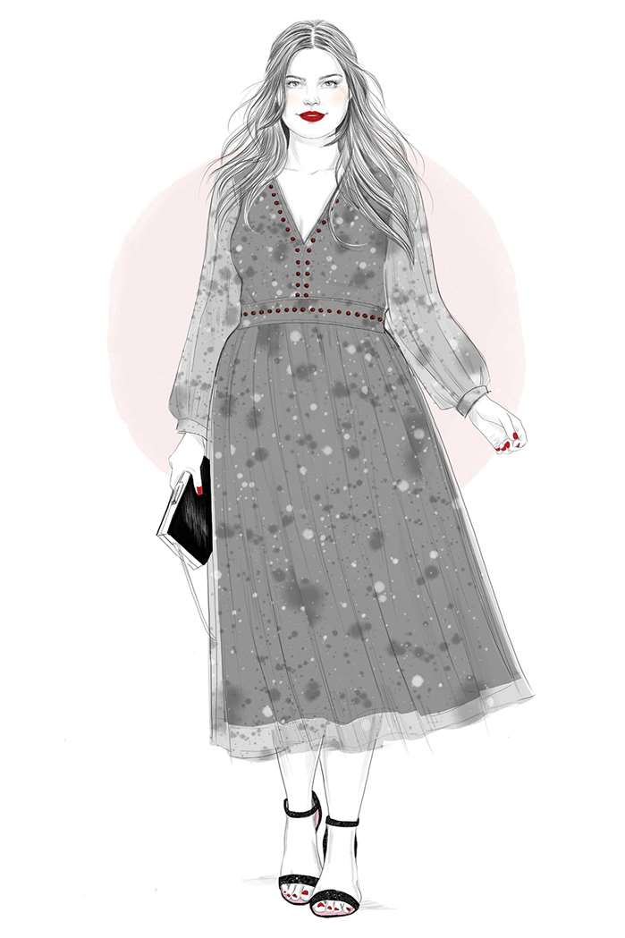 Black & white sketch of a lady