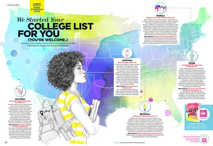 Seventeen Magazine commission Tracy Turnbull for an illustrated backdrop for a university feature