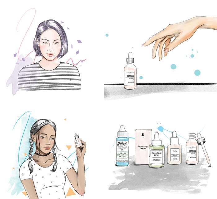 Facial Serums : urban outfitters ask Victoria Skovran for some beauty illustrations