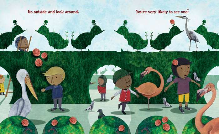 An illustration of people in birds park