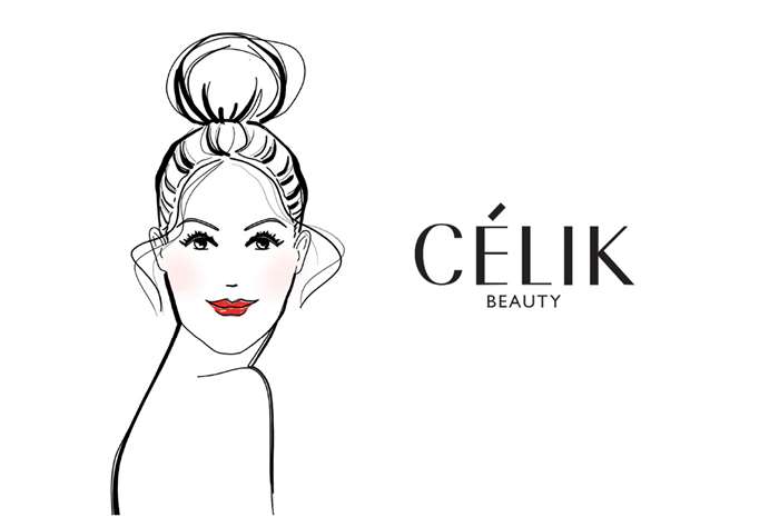 Black & white fashion illustration for Celik Beauty