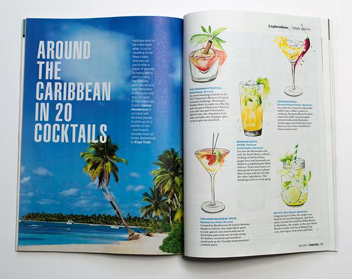 Caribbean Cocktails Paintings For High Life Magazine
