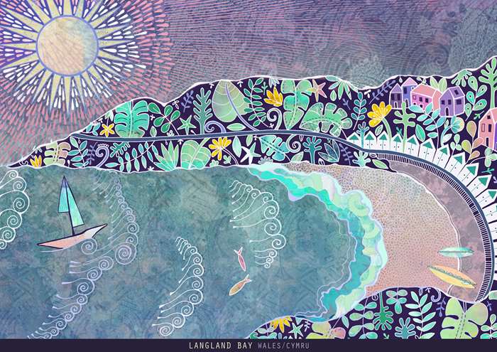 Langland bay decorative illustration