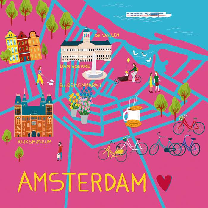 Amsterdam map illustration