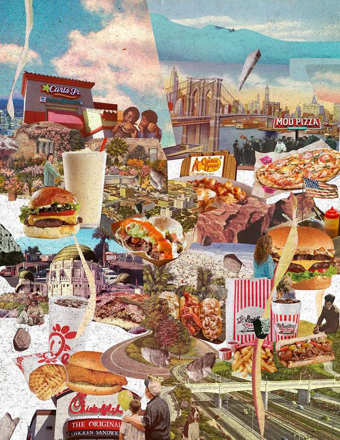 Collage illustration of fast-food