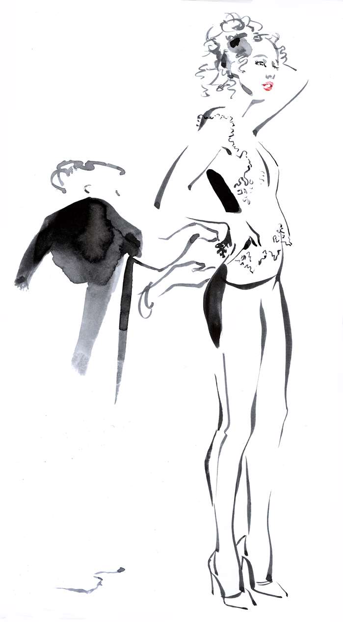 line drawing of bride