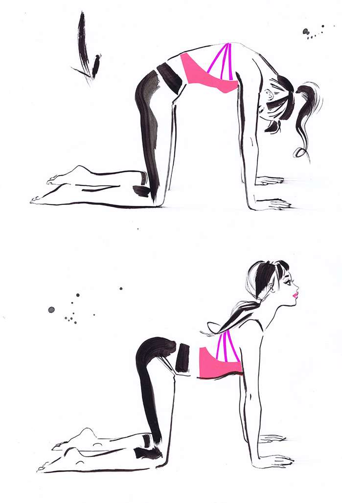 Line drawing of woman doing fitness exercise