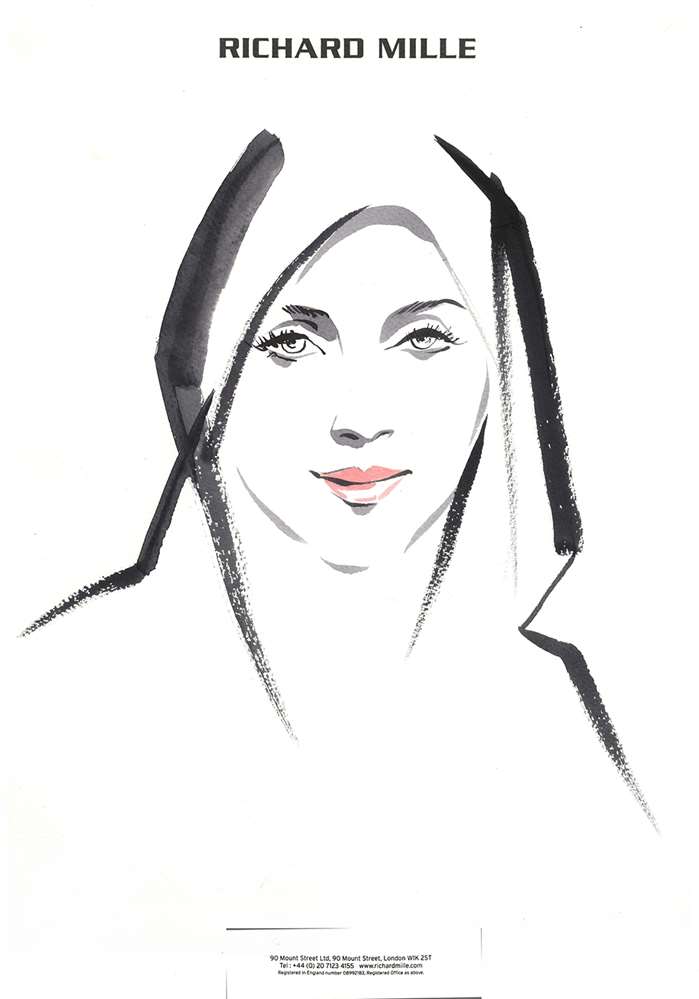Line drawing of woman's face